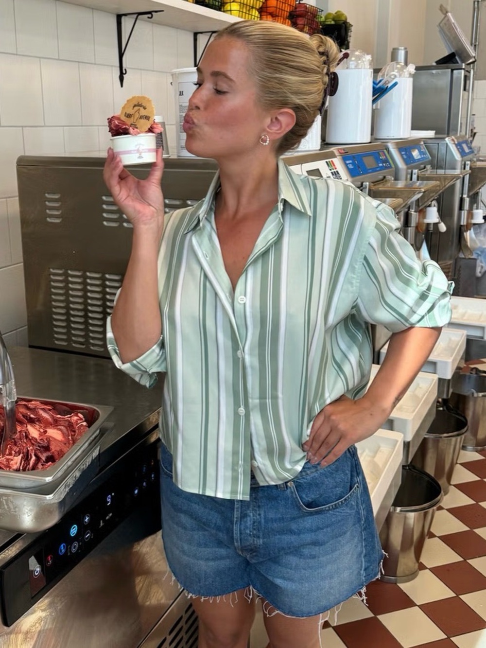 Djerf Avenue Little Shirt Mint Sorbet